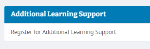 Additional Learning Support screenshot